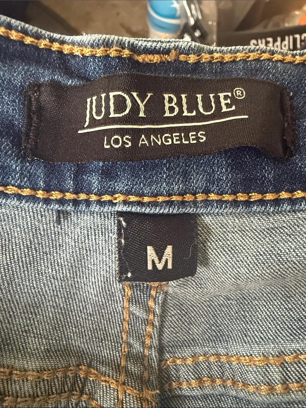 Judy Blue Light-Medium Blue Distressed Cuffed Denim Shorts - Picture 4 of 4